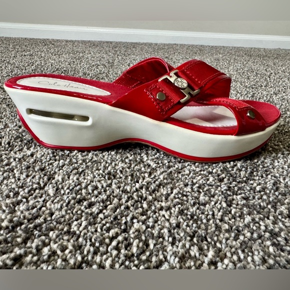 Cole Haan Nike Air Women's Red Slide Wedge Heel Sandals Size 7 - Picture 3 of 13